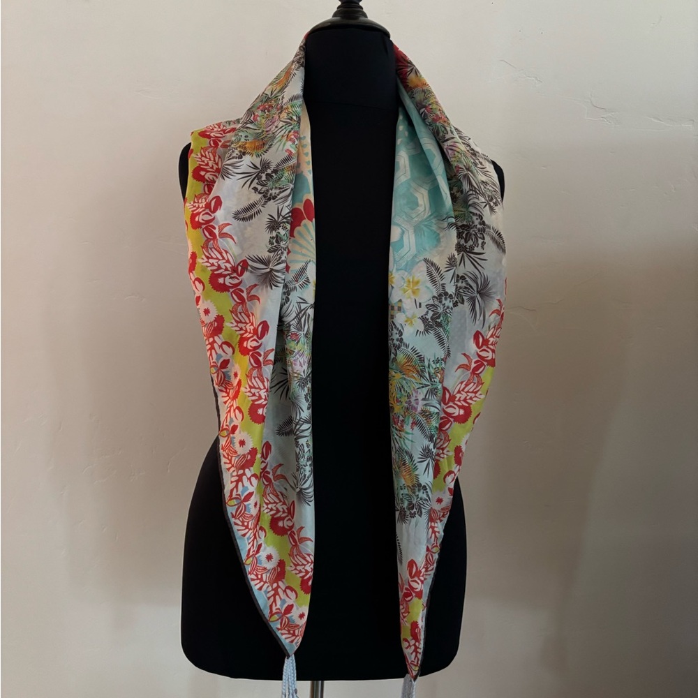 Johnny Was Multi Colored Silk Scarf - Picture 3 of 5